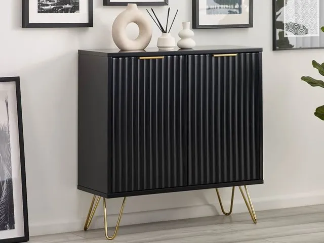 Julian Bowen Murano Black and Gold 2 Door Compact Sideboard thumbnail