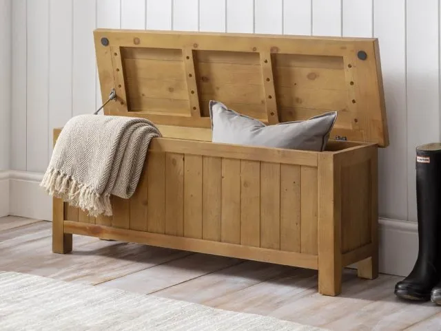 Photos - Other Furniture Julian Bowen Aspen Reclaimed Pine Ottoman Storage Bench Assembled blanketb 