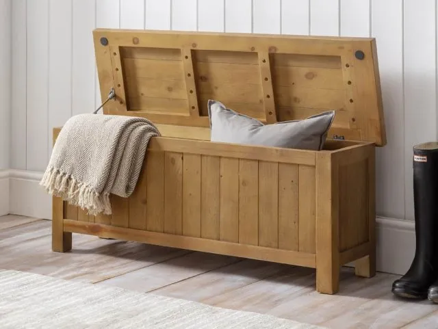 Photos - Other Furniture Julian Bowen Aspen Reclaimed Pine Ottoman Storage Bench Assembled blanketboxes 