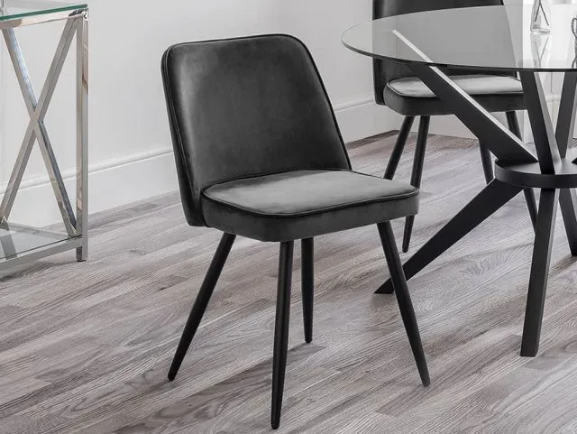 Julian Bowen Burgess Set of 2 Grey Velvet Dining Chairs