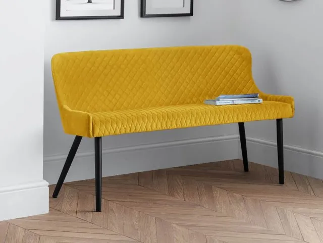 Julian Bowen Luxe 143cm Mustard Velvet Dining Bench