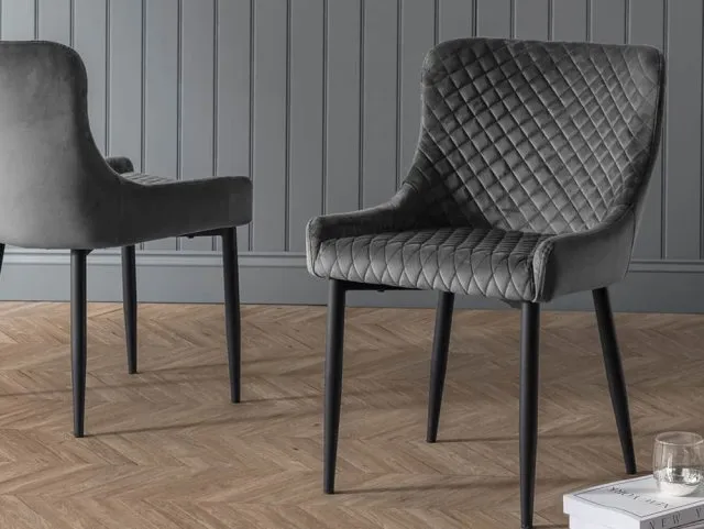 Julian Bowen Luxe Set of 2 Grey Velvet Dining Chairs