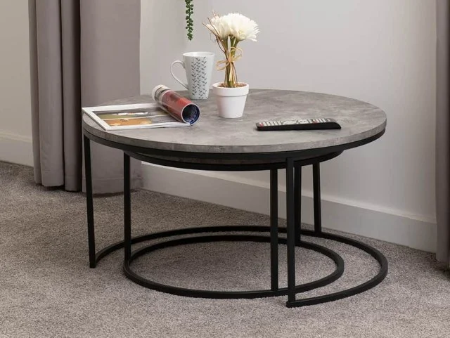 Seconique Athens Concrete Effect Nesting Coffee Tables