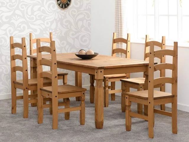Seconique Corona Pine 182cm Dining Table and 6 Chair Set thumbnail