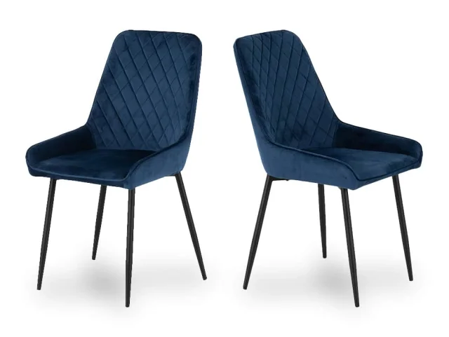 Photos - Chair NAVY Seconique Avery Set of 2 Blue Velvet Dining  diningchairs 