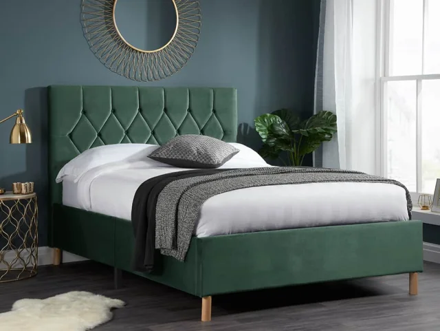 Birlea Loxley 4ft6 Double Green Fabric Bed Frame