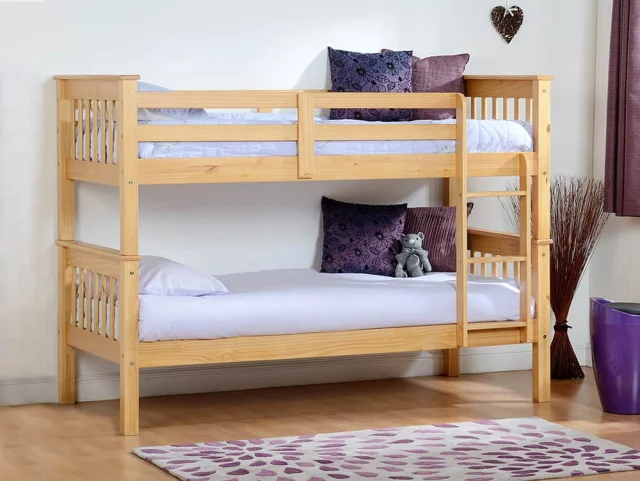 Photos - Bed Seconique Neptune 3ft Oak Effect Wooden Bunk  Frame bunkbeds