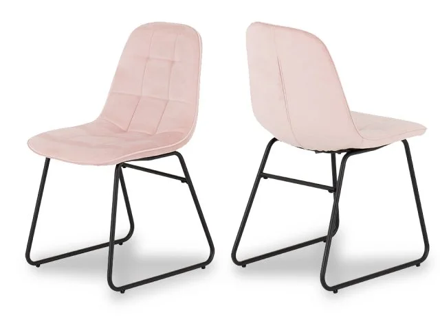 Seconique Lukas Set of 2 Pink Velvet Dining Chairs