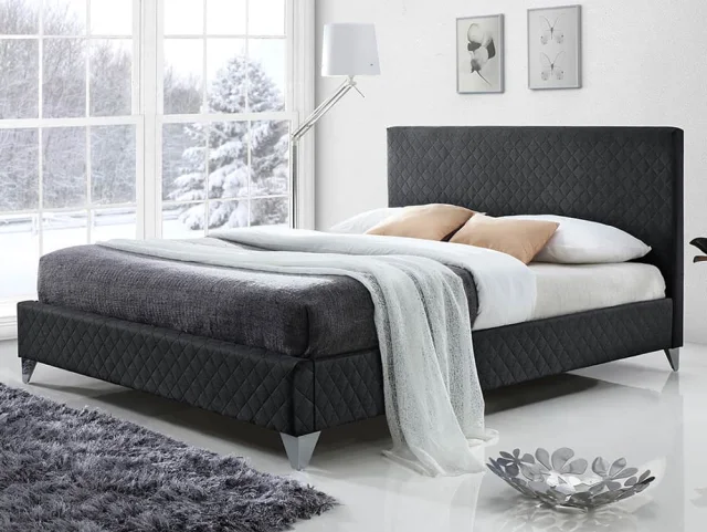 Photos - Bed Time Living Brooklyn 4ft6 Double Dark Grey Fabric  Frame 4ft6doublebedf