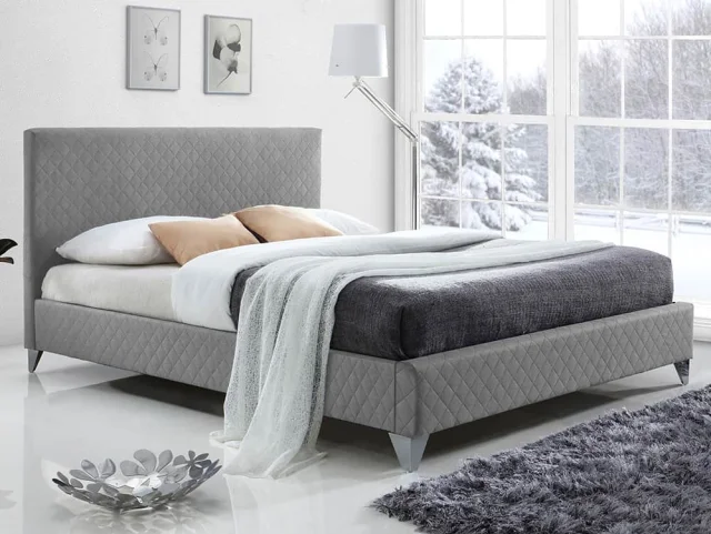Photos - Bed Time Living Brooklyn 4ft6 Double Grey Fabric  Frame 4ft6doublebedframes