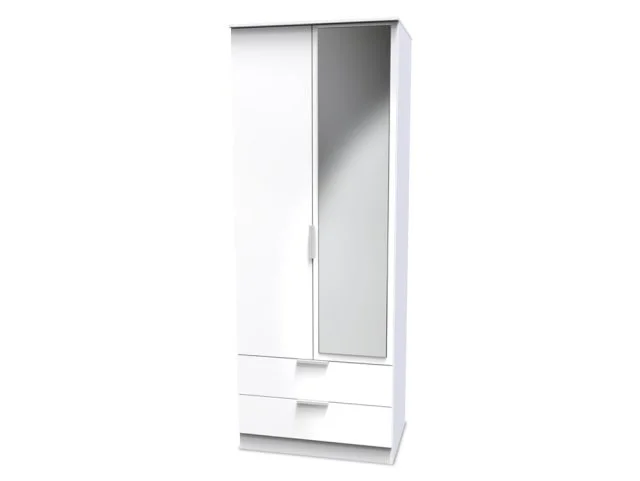 Welcome Plymouth 2 Door 2 Drawer Tall Mirrored Double Wardrobe Assembled thumbnail