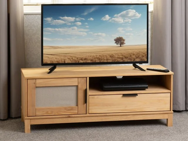 Seconique Corona Rattan and Pine 1 Door 1 Drawer TV Cabinet thumbnail