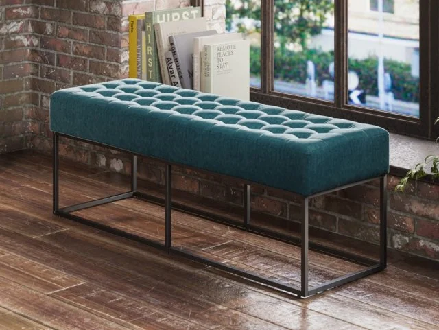 LPD Boden Yale Blue Fabric Bench thumbnail