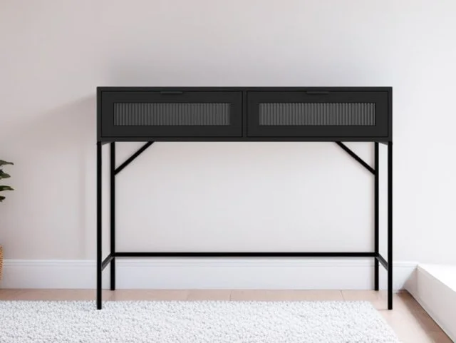 LPD Lincoln Black Wood Effect 2 Drawer Console Table thumbnail