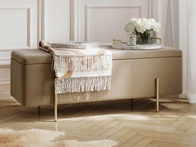 LPD Lola Beige Velvet Blanket Box thumbnail
