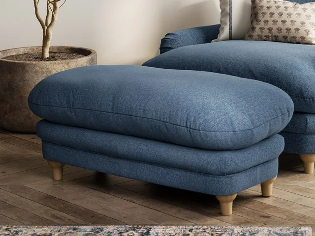 LPD Plumpton Denim Blue Fabric Foot Stool thumbnail