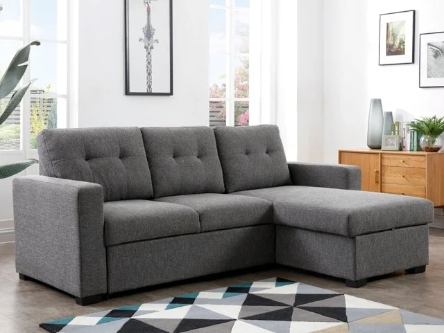 Kyoto Hampton Grey Weave Corner Sofa Bed thumbnail