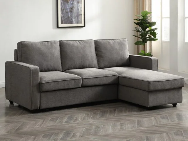 Kyoto Myles Grey Weave Corner Sofa Bed thumbnail