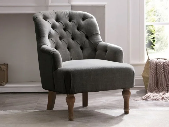 Kyoto Bianca Charcoal Linen Accent Chair thumbnail