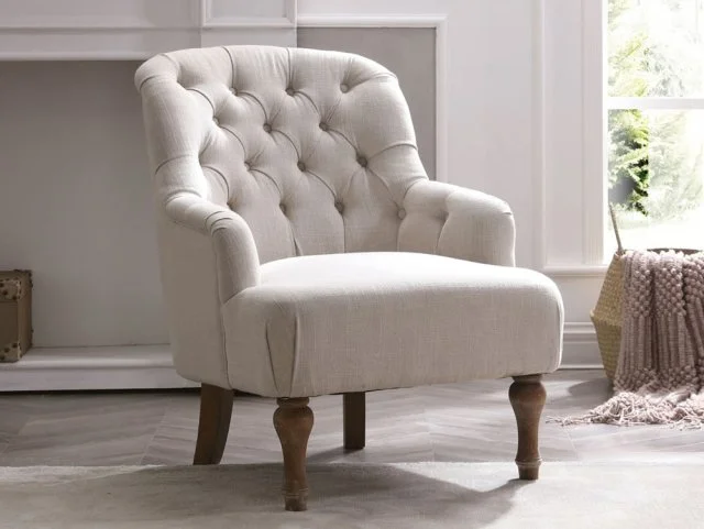Kyoto Bianca Cream Linen Accent Chair thumbnail