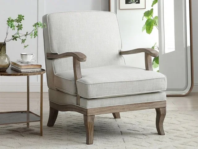 Kyoto Colwell Cream Linen Accent Chair thumbnail