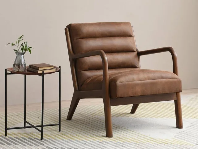 Kyoto Inca Brown Faux Leather Accent Chair thumbnail