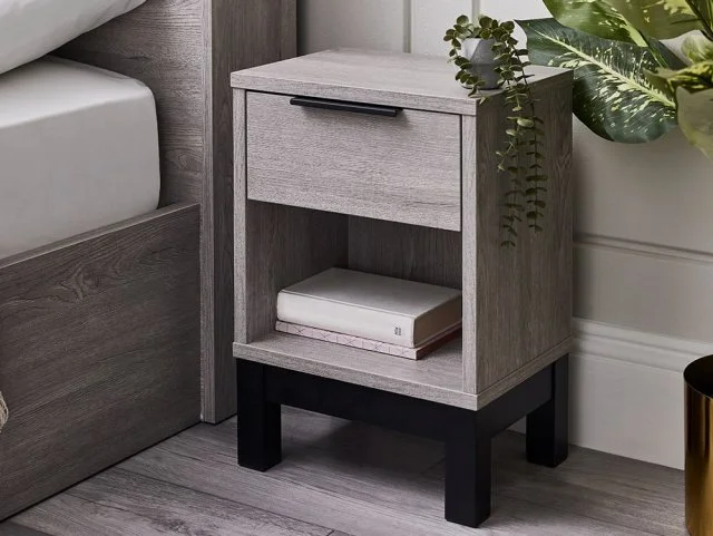 Julian Bowen Bali Grey Oak 1 Drawer Bedside Table thumbnail