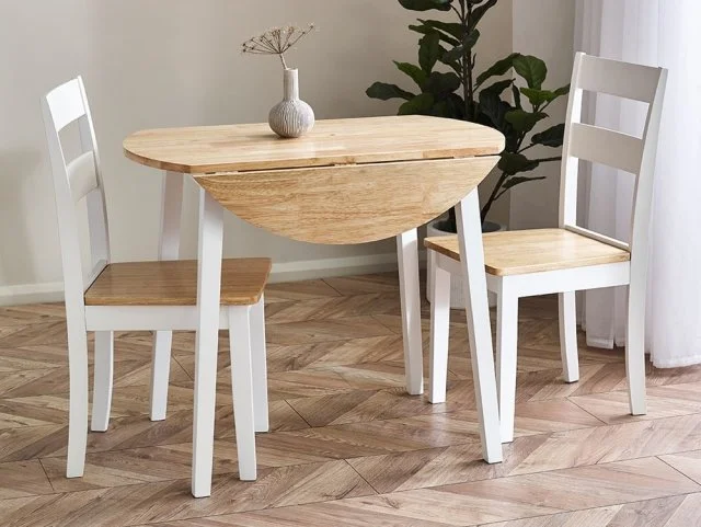 Photos - Dining Table Julian Bowen Linwood 76cm White and Oak Drop Leaf  diningtables 