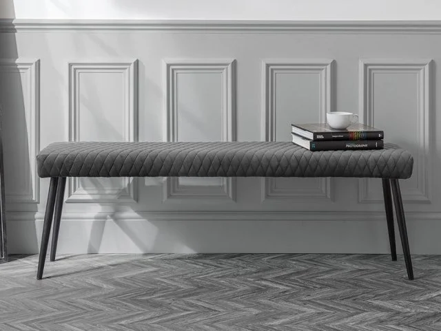 Julian Bowen Luxe 140cm Grey Velvet Dining Bench