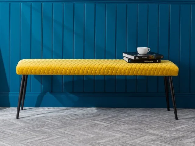 Julian Bowen Luxe 140cm Mustard Velvet Dining Bench