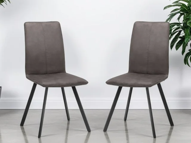 Julian Bowen Monroe Set of 2 Grey Faux Suede Dining Chairs