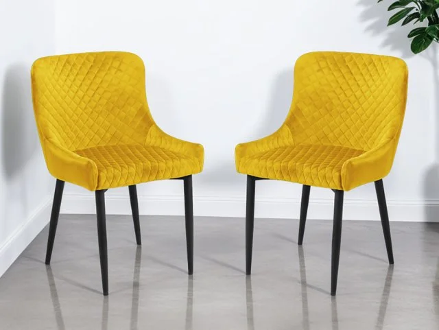 Julian Bowen Luxe Set of 2 Mustard Velvet Dining Chairs