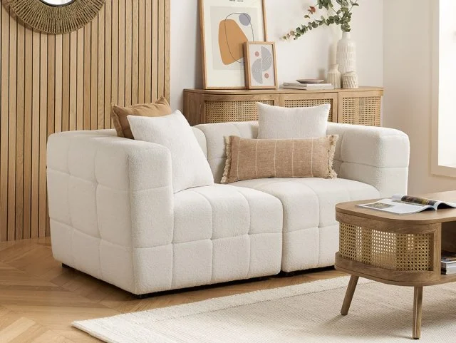 Birlea Furniture & Beds - Birlea Milo White Boucle Fabric 2 Seater Sofa thumbnail