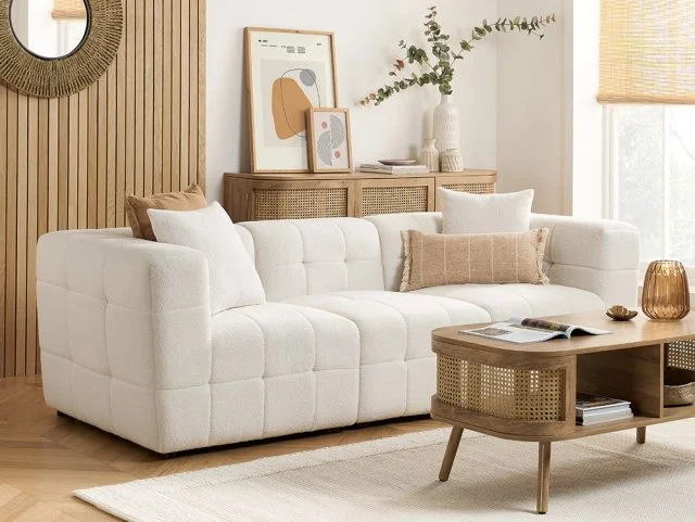 Birlea Furniture & Beds - Birlea Milo White Boucle Fabric 3 Seater Sofa thumbnail