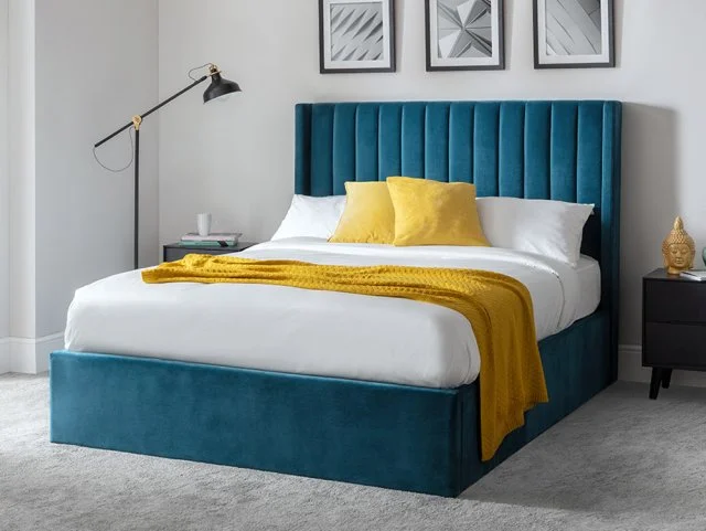 Julian Bowen Langham 6ft Super King Size Teal Velvet Ottoman Bed Frame