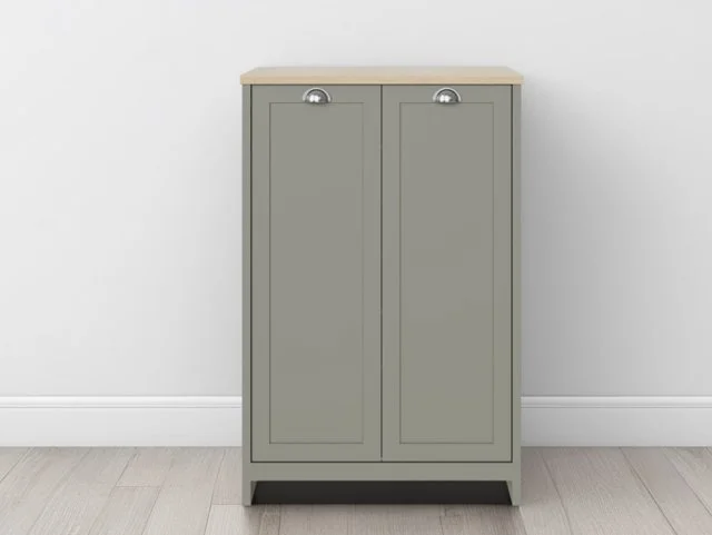 GFW Lancaster Grey and Oak 2 Door Tall Shoe Cabinet
