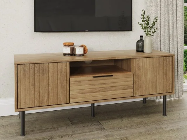 GFW Nervata Oak 2 Door 1 Drawer TV Cabinet