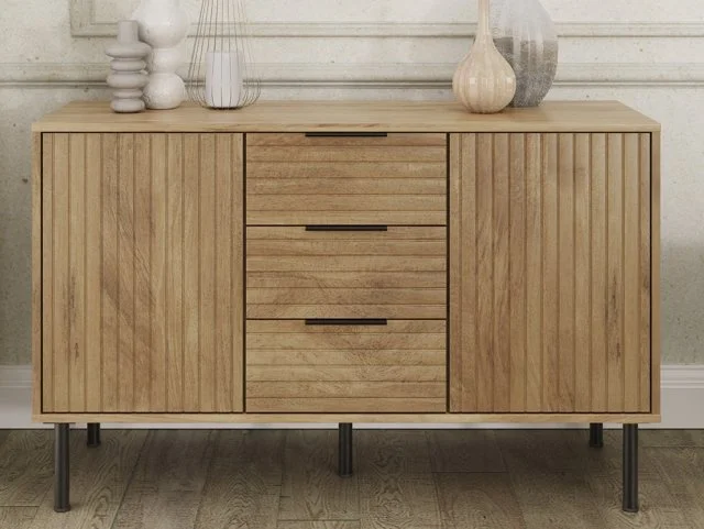 GFW Nervata Oak 2 Door 3 Drawer Sideboard