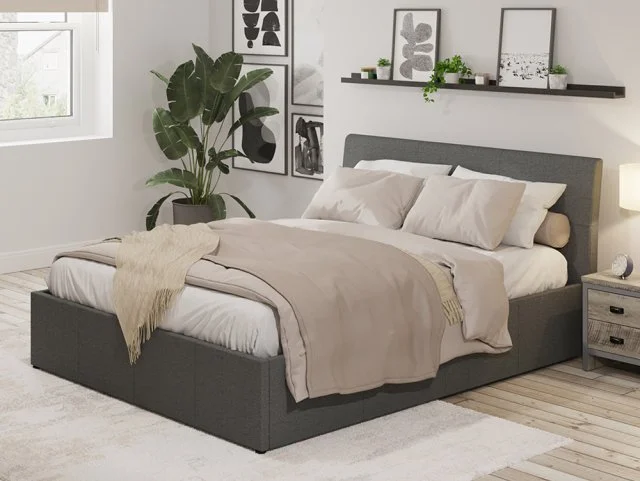 GFW Ascot Grey Fabric Ottoman Bed Frame - 4ft6 Double thumbnail
