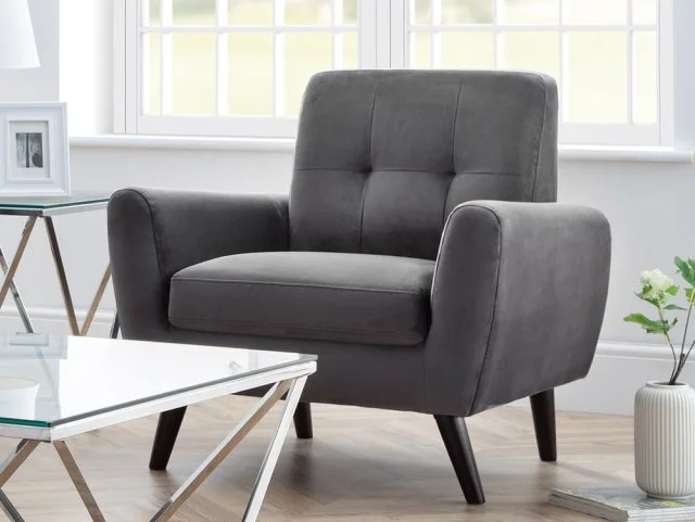 Julian Bowen Monza Grey Velvet Armchair thumbnail