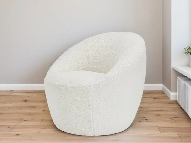 LPD Cocoon White Boucle Fabric Occasional Chair thumbnail