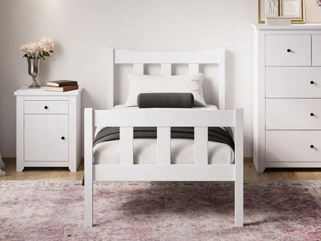 LPD Havana White Wooden Bed Frame - 3ft Single thumbnail