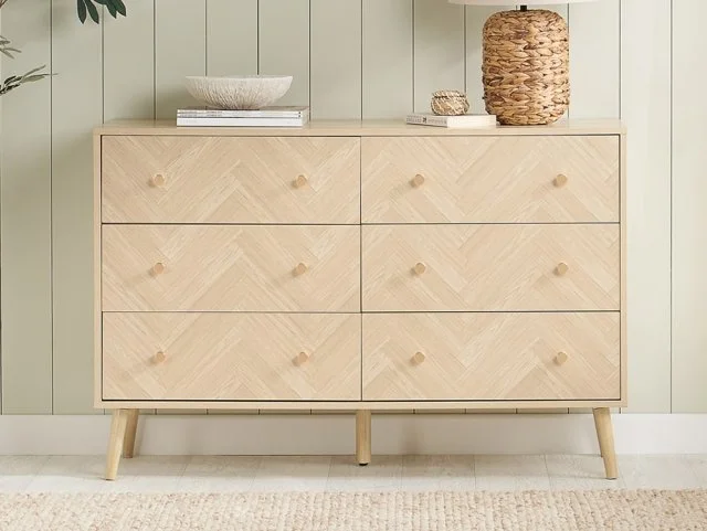Birlea Furniture & Beds - Birlea Herringford Light Oak 6 Drawer Chest of Drawers thumbnail