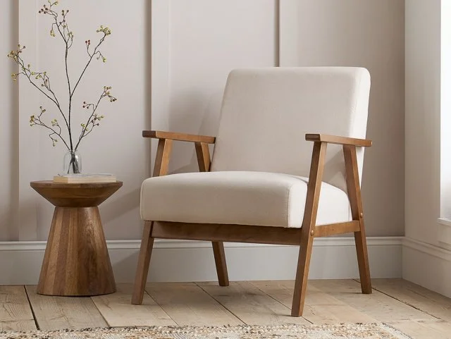 Birlea Furniture & Beds - Birlea Ellwood Cream Linen and Oak Accent Chair thumbnail