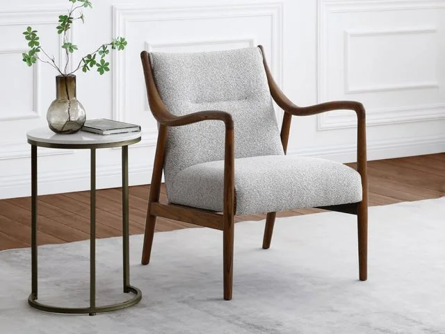 Kyoto Tarquin Grey Boucle and Walnut Accent Chair thumbnail