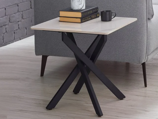 Julian Bowen Bradley White Marble Lamp Table