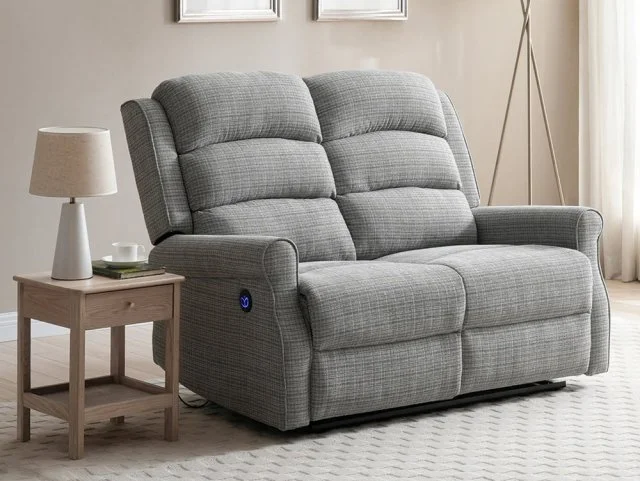 Kyoto Baxter Grey Chenille 2 Seater Recliner Sofa