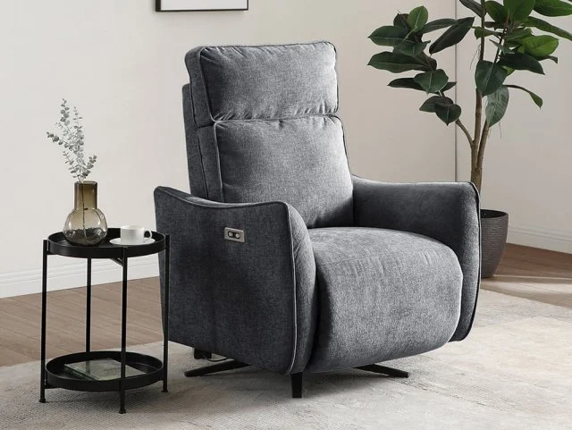 Kyoto Finn Grey Chenille Recliner Chair thumbnail