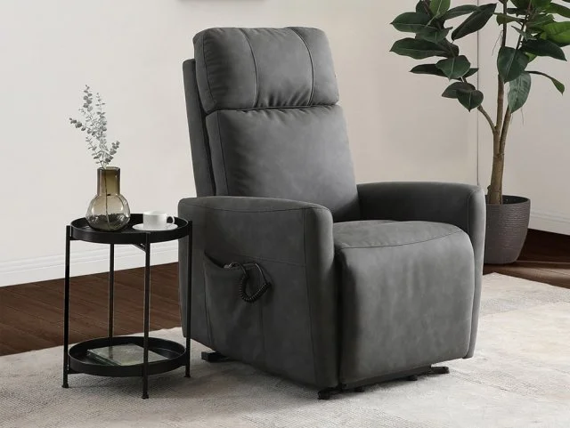 Kyoto Parker Dual Motor Grey Faux Leather Riser Recliner Chair thumbnail