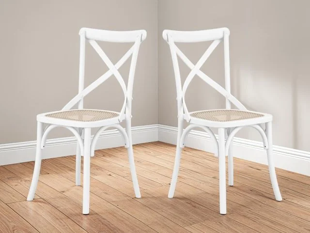 LPD Fitzroy Set of 2 Rattan and White Dining Chairs thumbnail